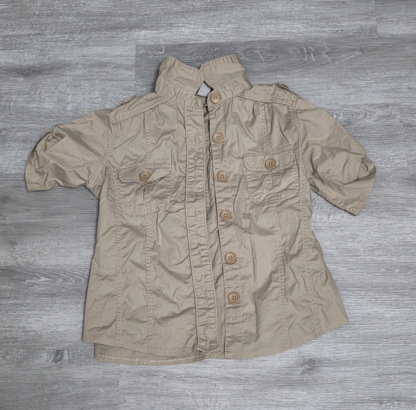 Vintage Tan Button-Up Shirt