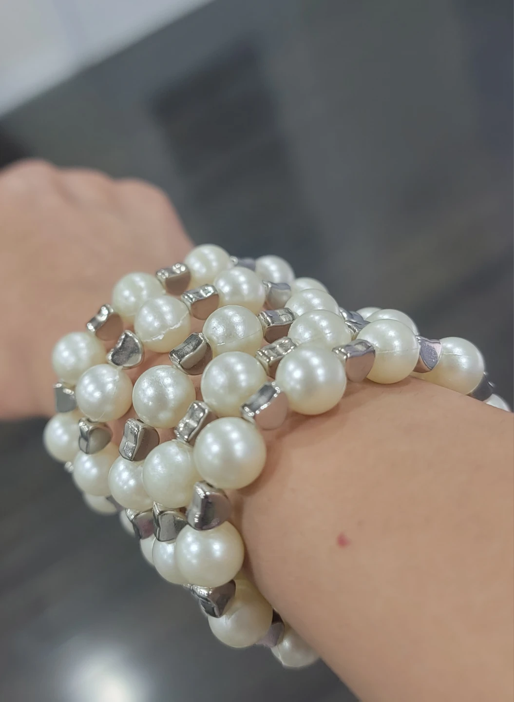 Pearl and Silver Tone Heart Bracelets - photo 2