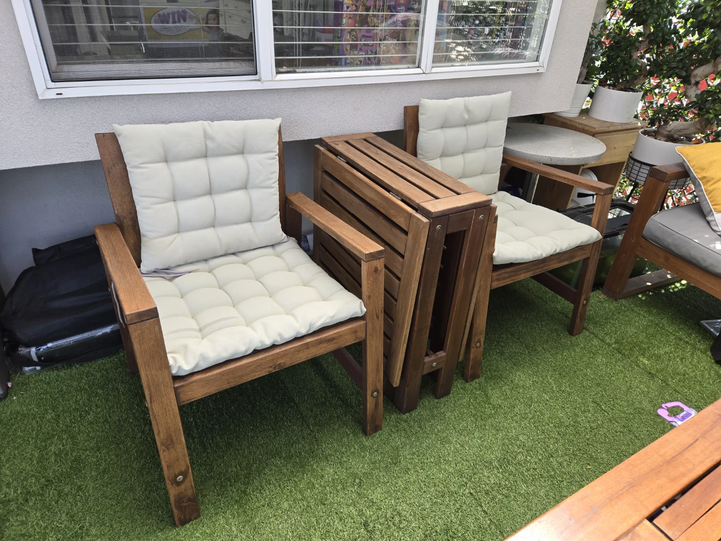 Newly sanded and stained ikea applaro chairs and folding table