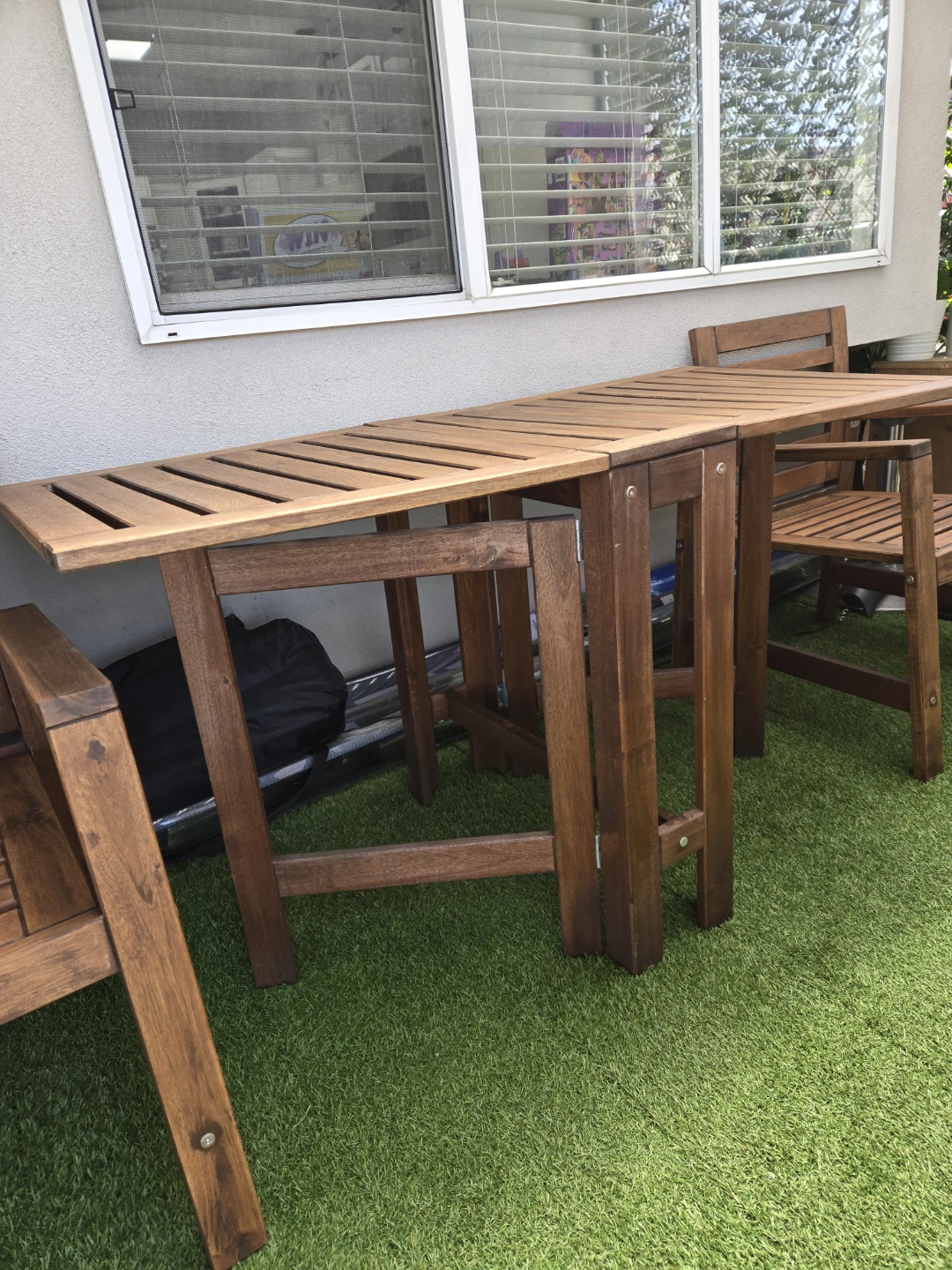 Newly sanded and stained ikea applaro chairs and folding table - photo 4