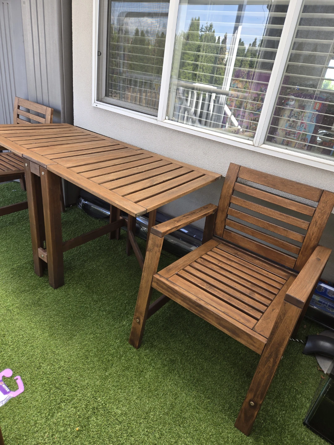 Newly sanded and stained ikea applaro chairs and folding table - photo 5