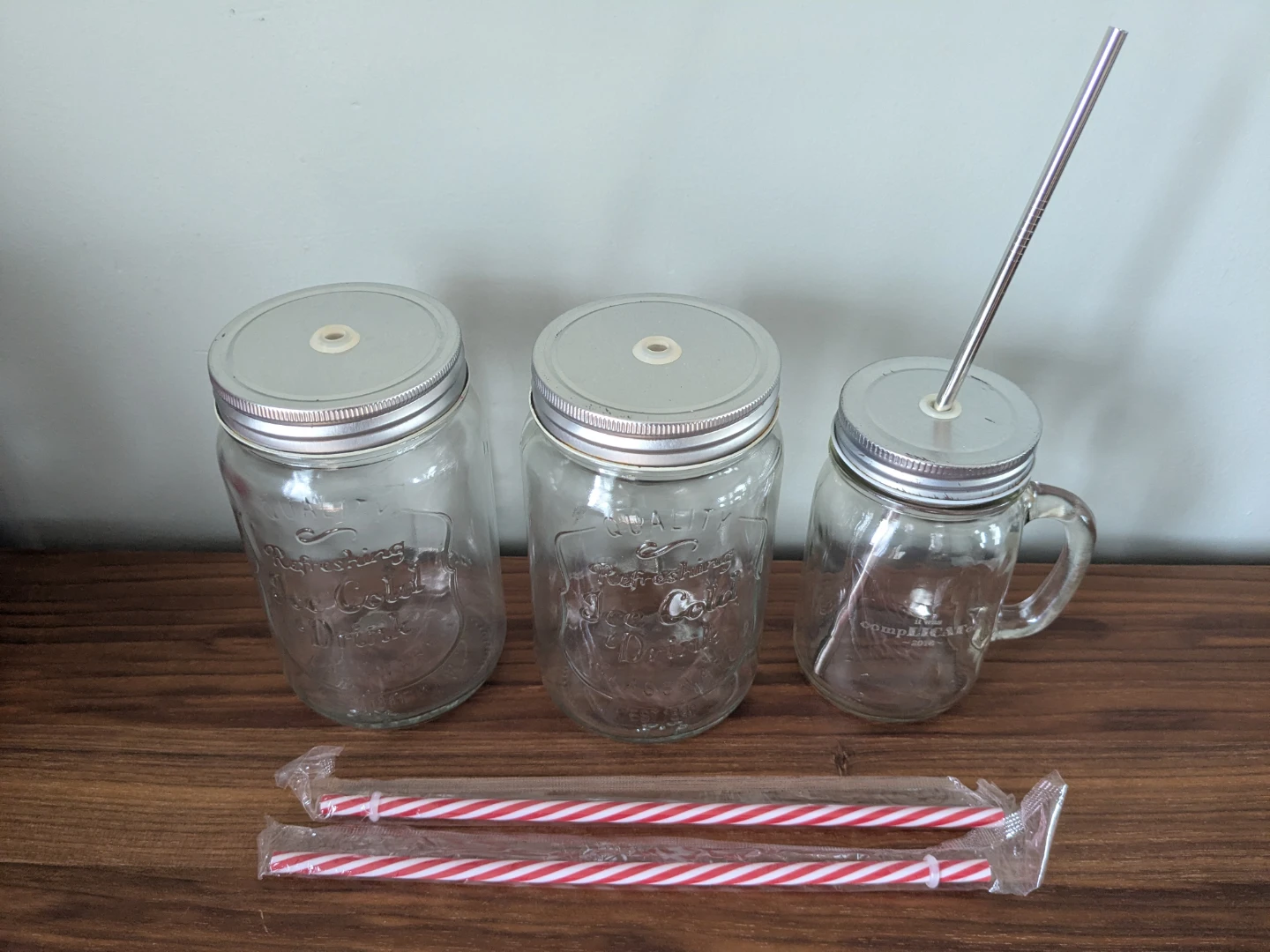Jar Drinking Glasses with Straws - photo 2