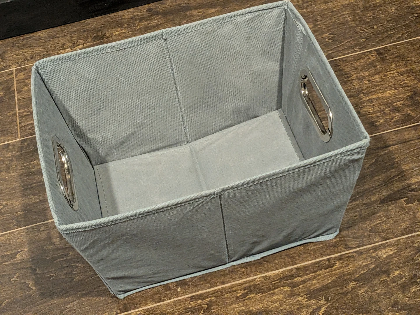 Grey Fabric Collapsible Storage Bin with Handles - photo 2