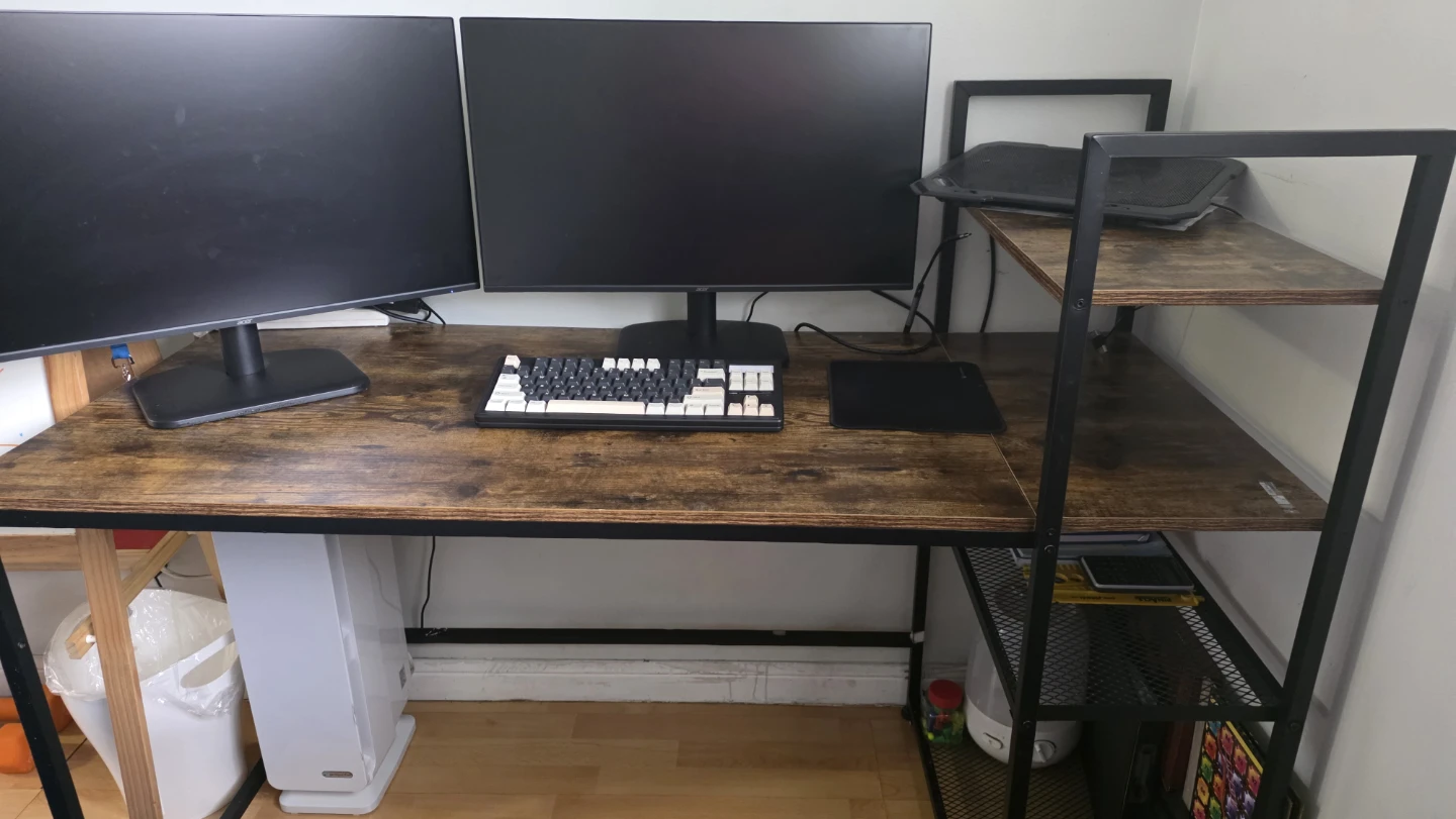 Rustic Wood Computer Desk with Shelving - photo 4