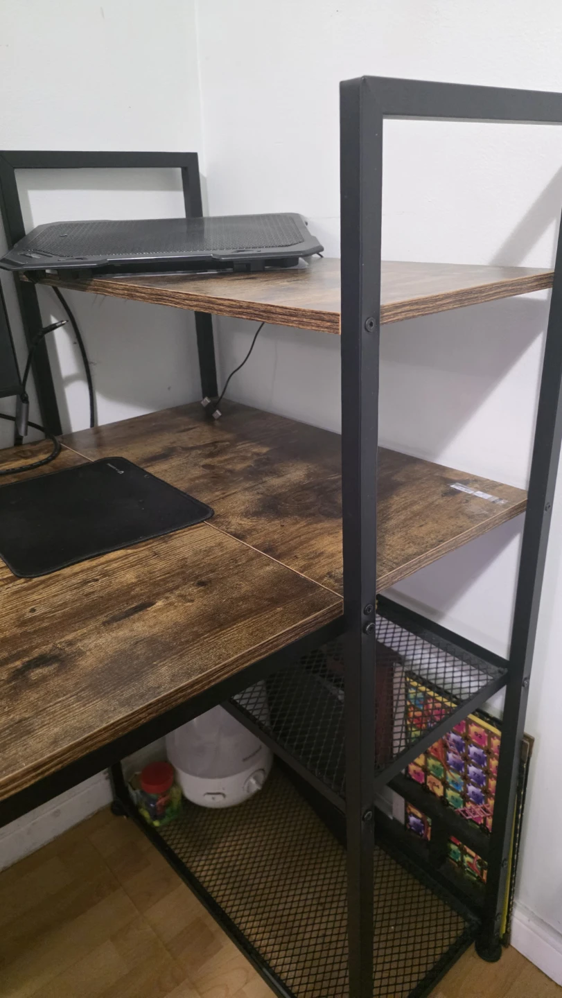 Rustic Wood Computer Desk with Shelving - photo 5