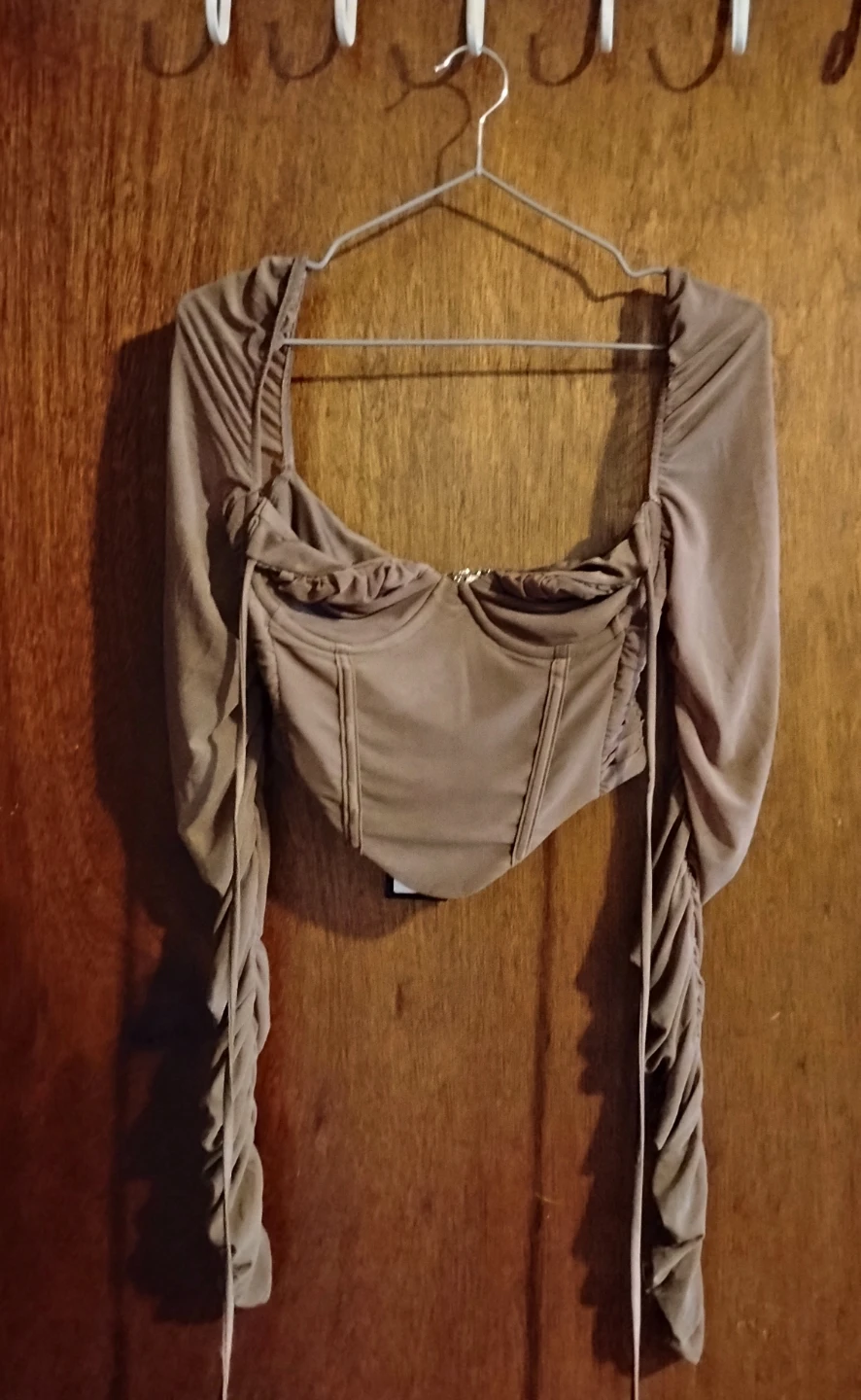 Taupe Ruched Corset Top WILO brand