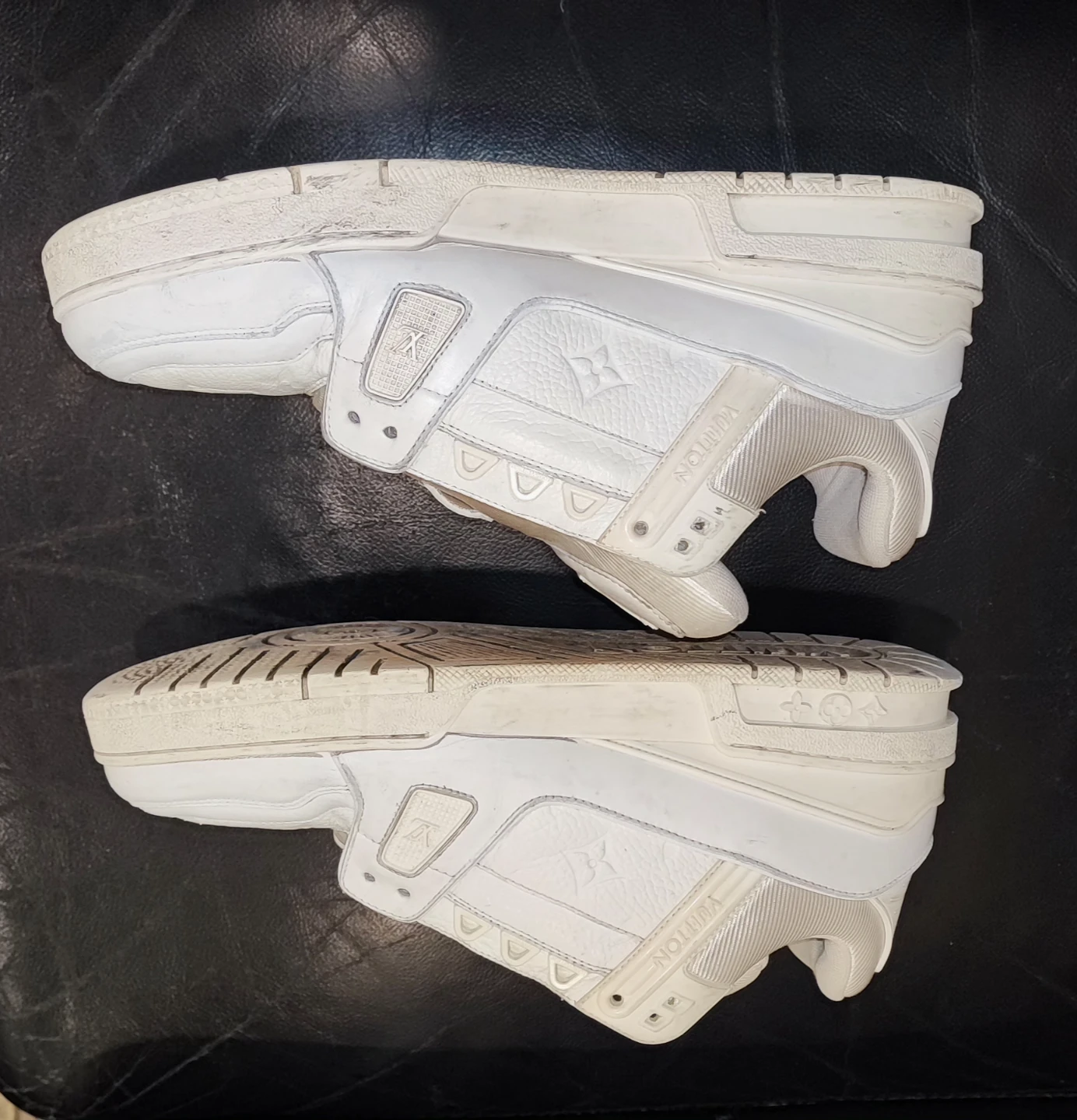 Louis Vuitton White Leather Sneakers, Men Size 10, USED - photo 4