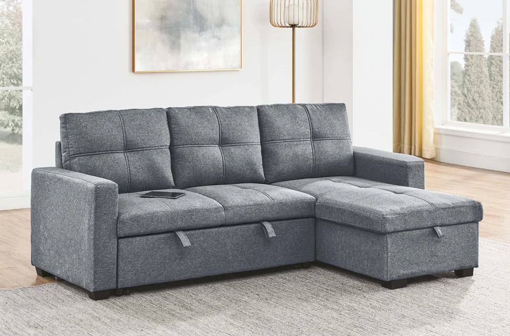 Grey Sectional Sofa with Storage Ottoman
