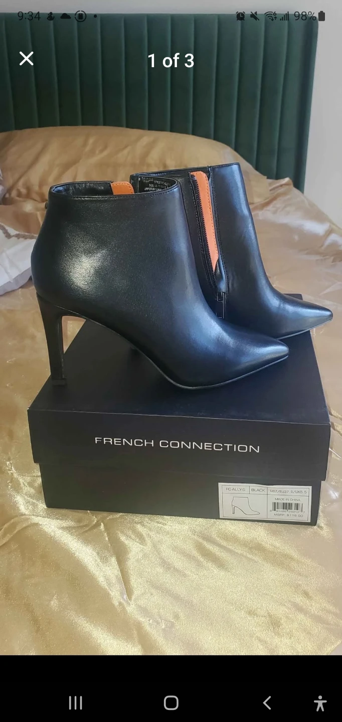 French Connection Black Vegan Leather Ankle Boots Size 7