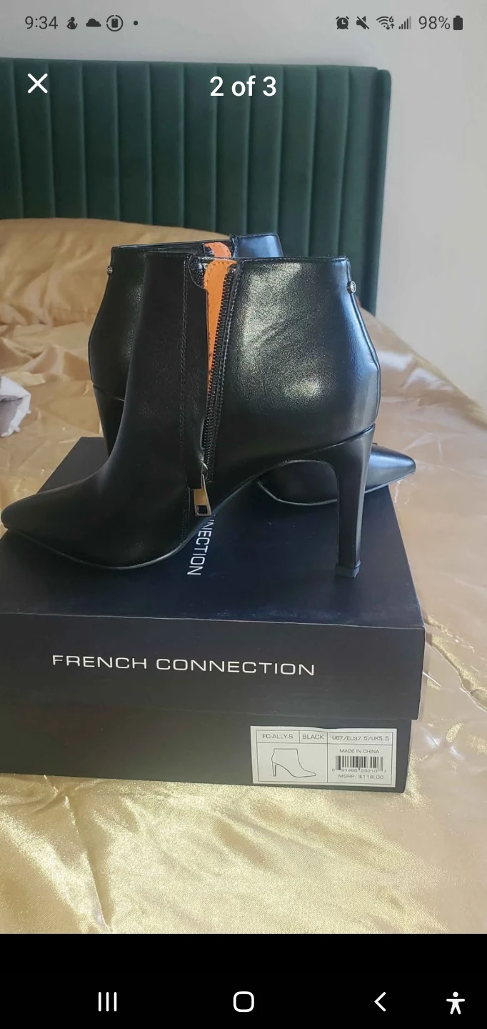 French Connection Black Vegan Leather Ankle Boots Size 7 - photo 2