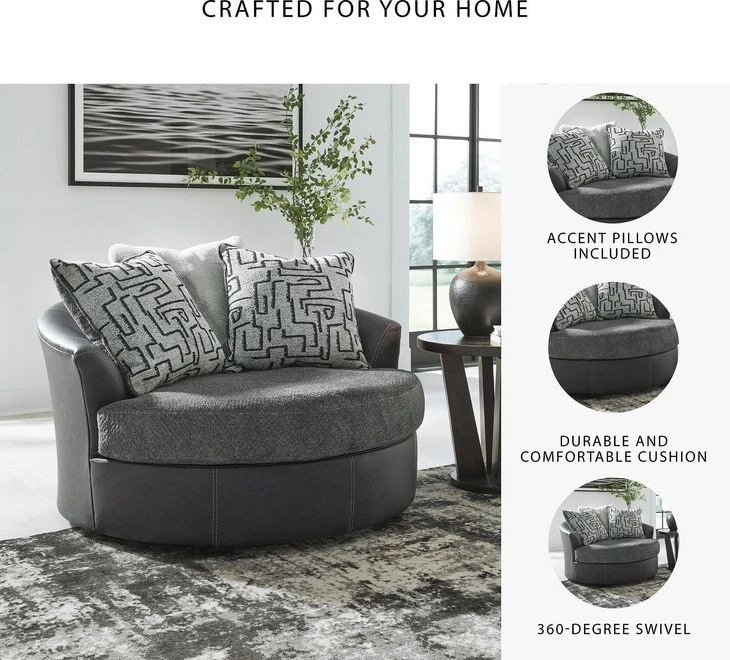 Brixley Pier Graphite Oversized Swivel Accent Chair - photo 3