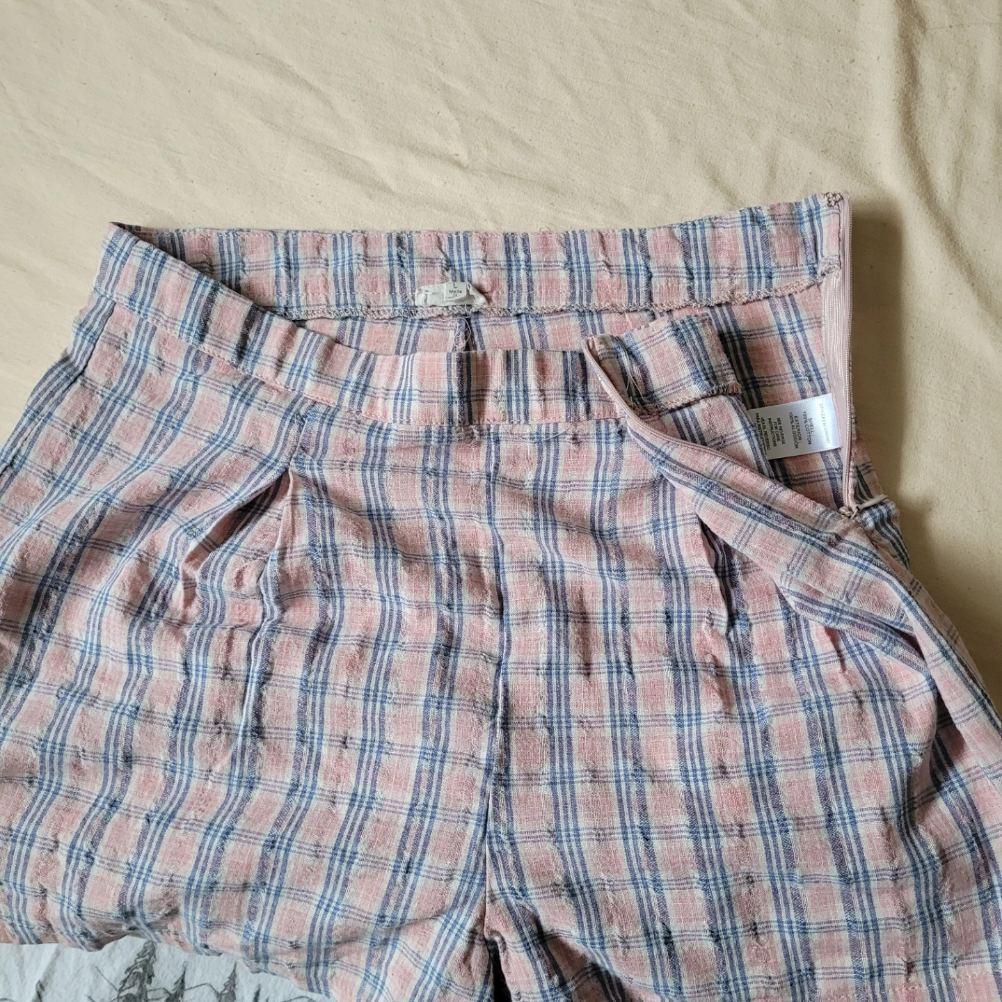 Plaid Cropped Pants - Size L - photo 2