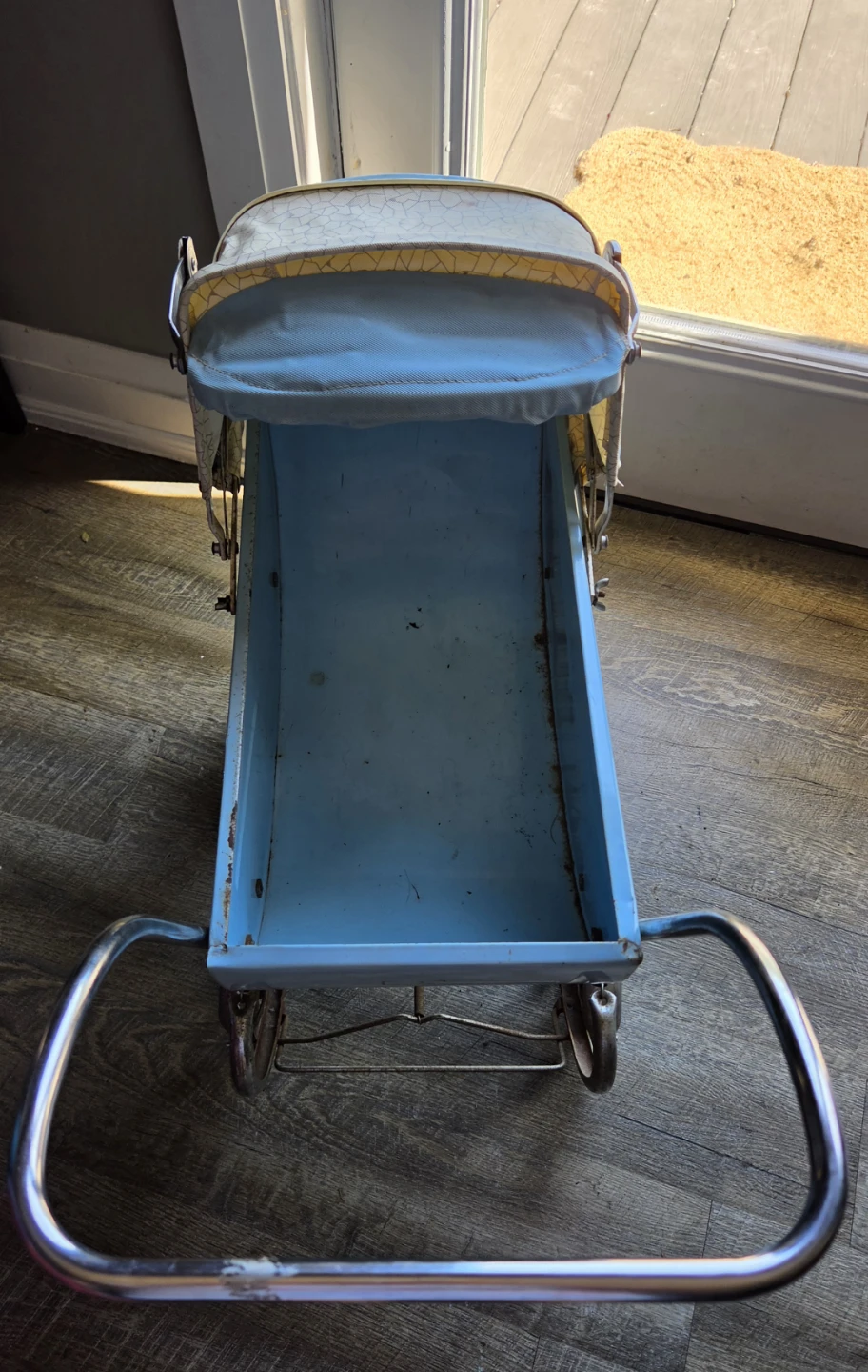 Vintage Blue Metal Doll Pram - photo 2