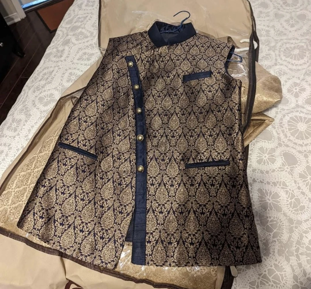 Men's Blue and Gold waist coat