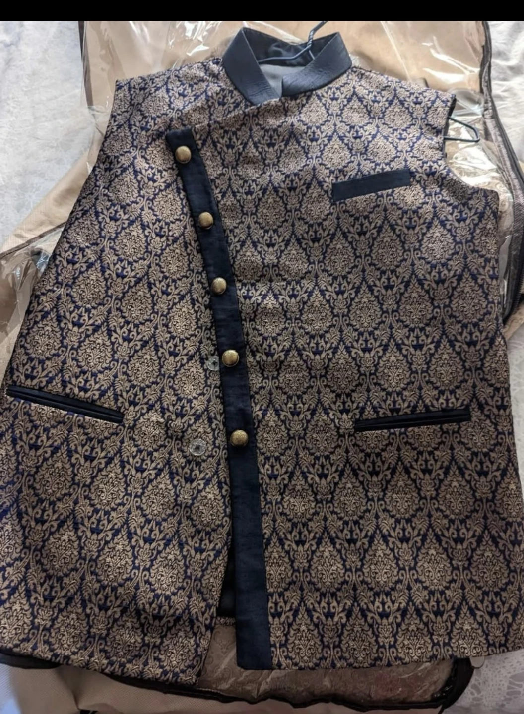 Men's Blue and Gold waist coat - photo 2