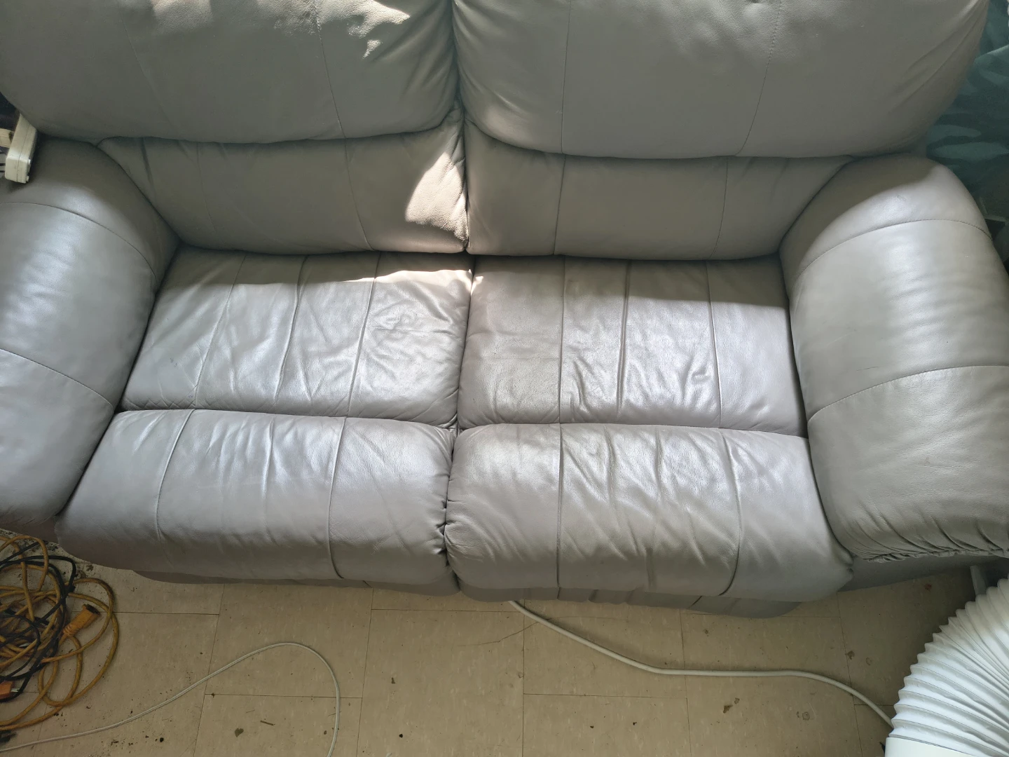 Grey Leather Loveseat Sofa