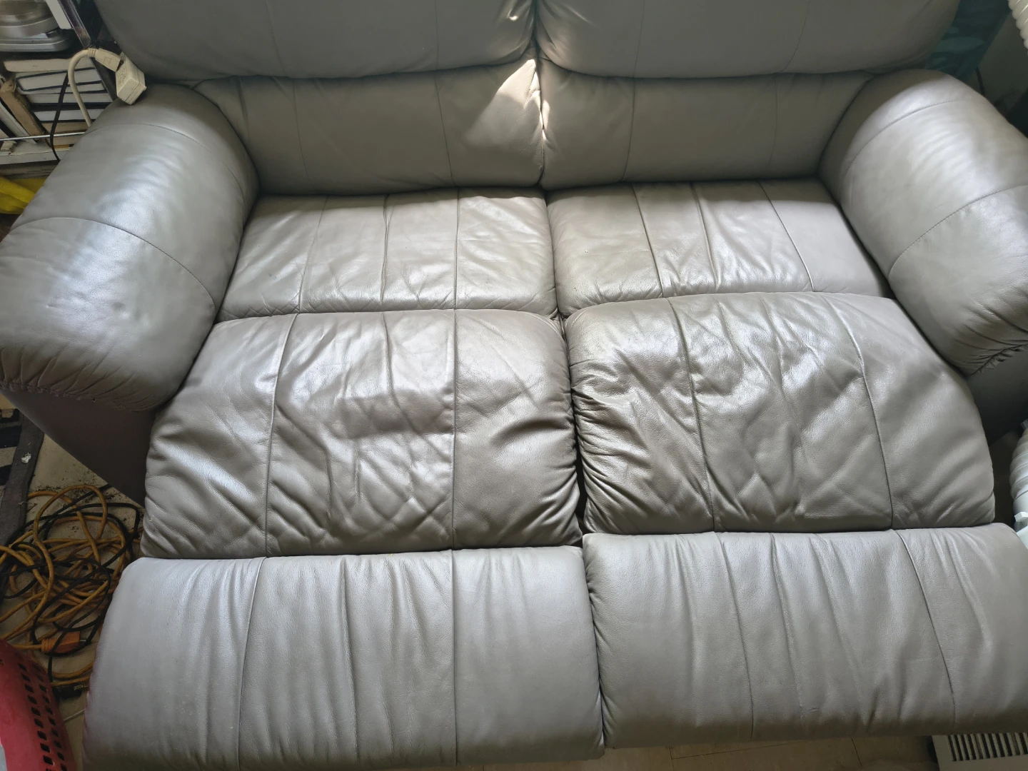 Grey Leather Loveseat Sofa - photo 4