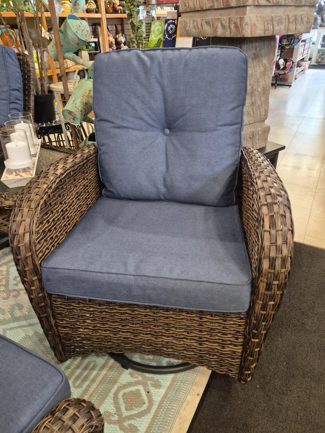 New 2 Wicker swivel rockers with Ottomans & side table - photo 4
