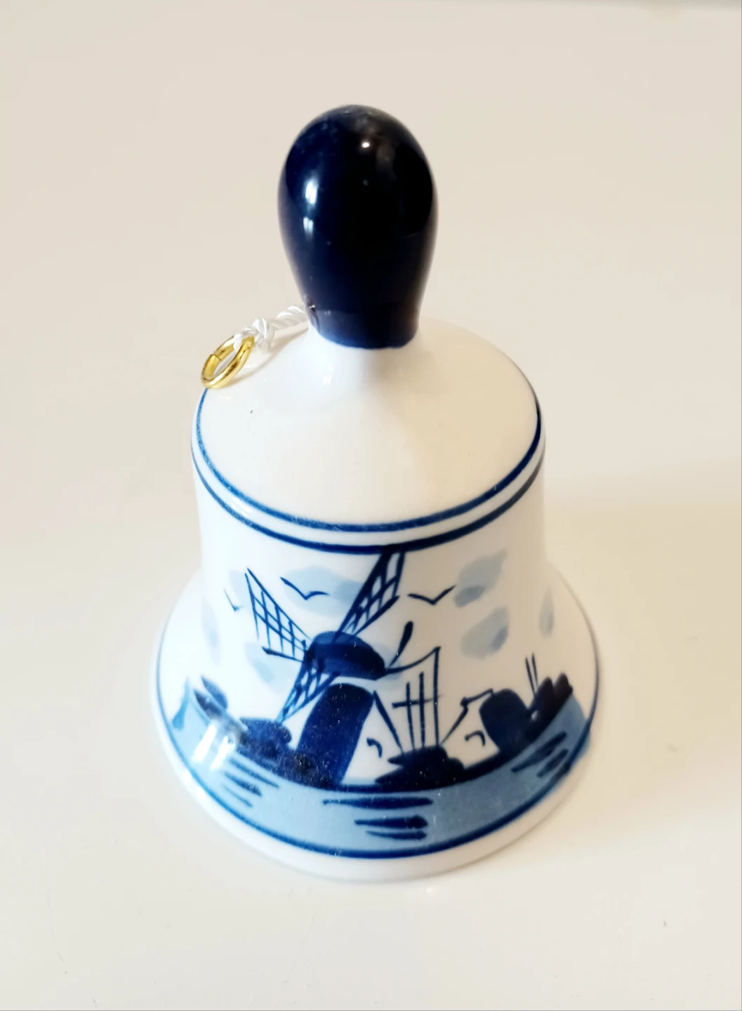 Authentic Hand Painted Delft Blue Windmill Bell