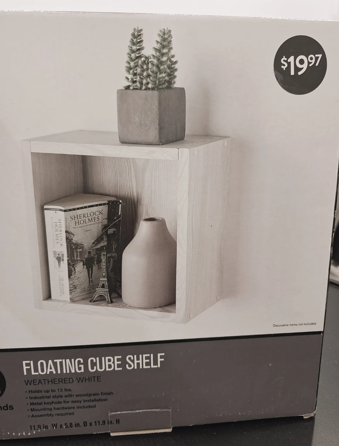 Hometrends Floating Cube Shelf - Weathered White