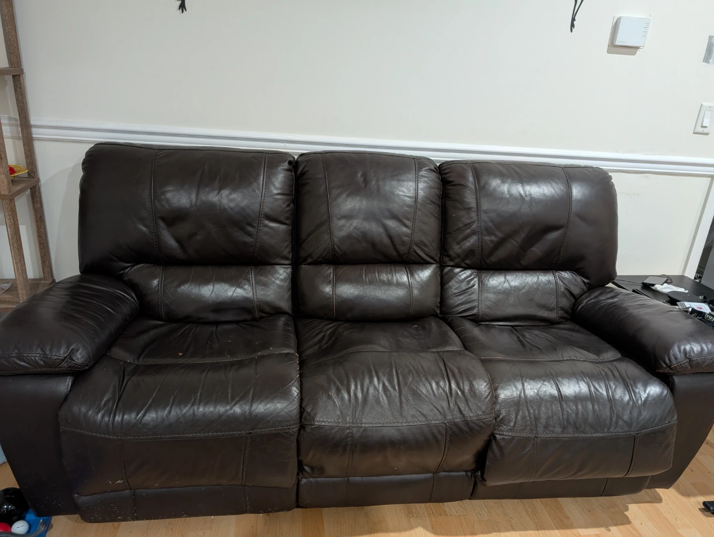 Dark Brown Leather Recliner Sofa 3 seater