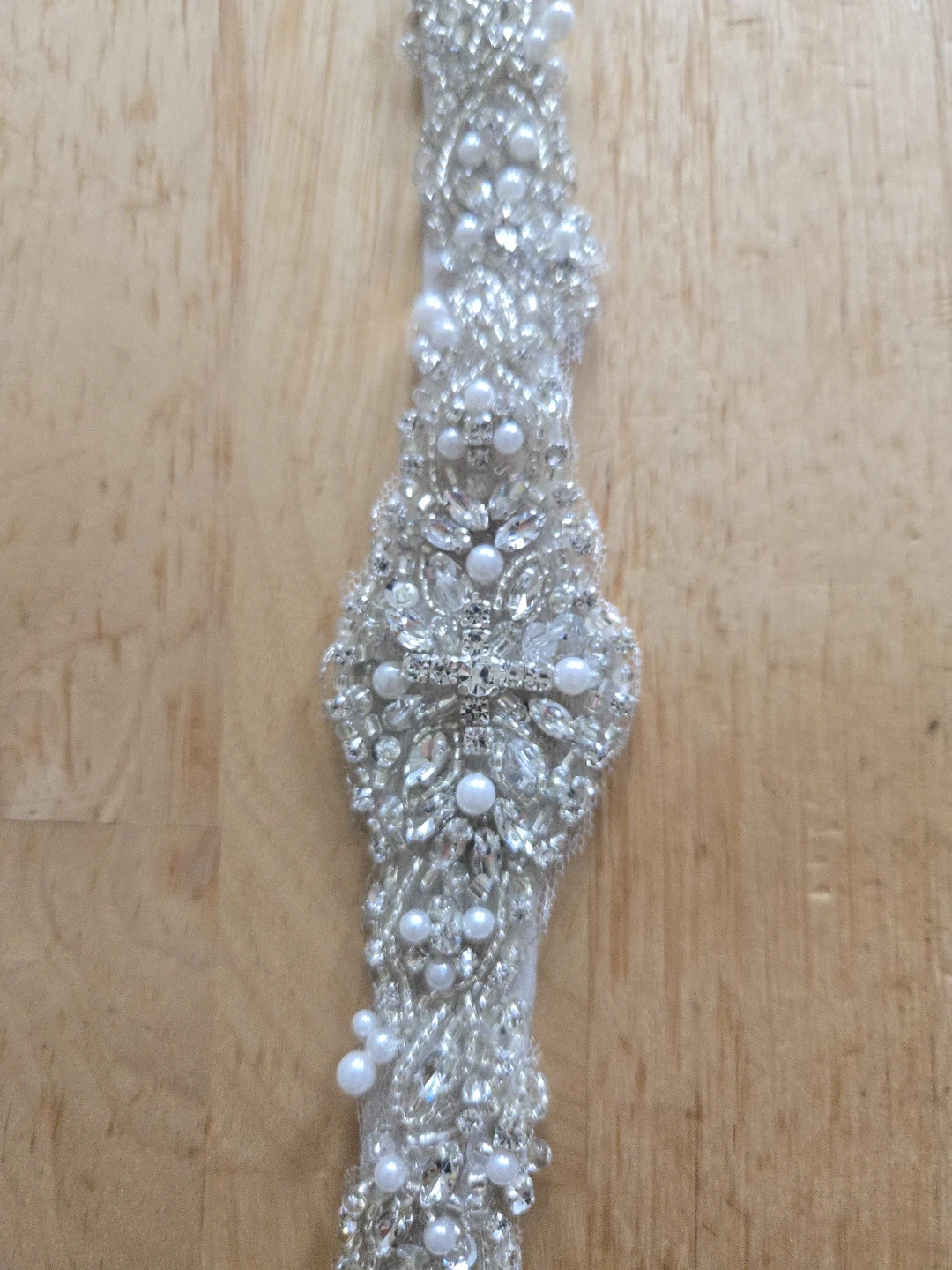 Justin Alexander Bridal Sash Ivory/Silver Size 10
