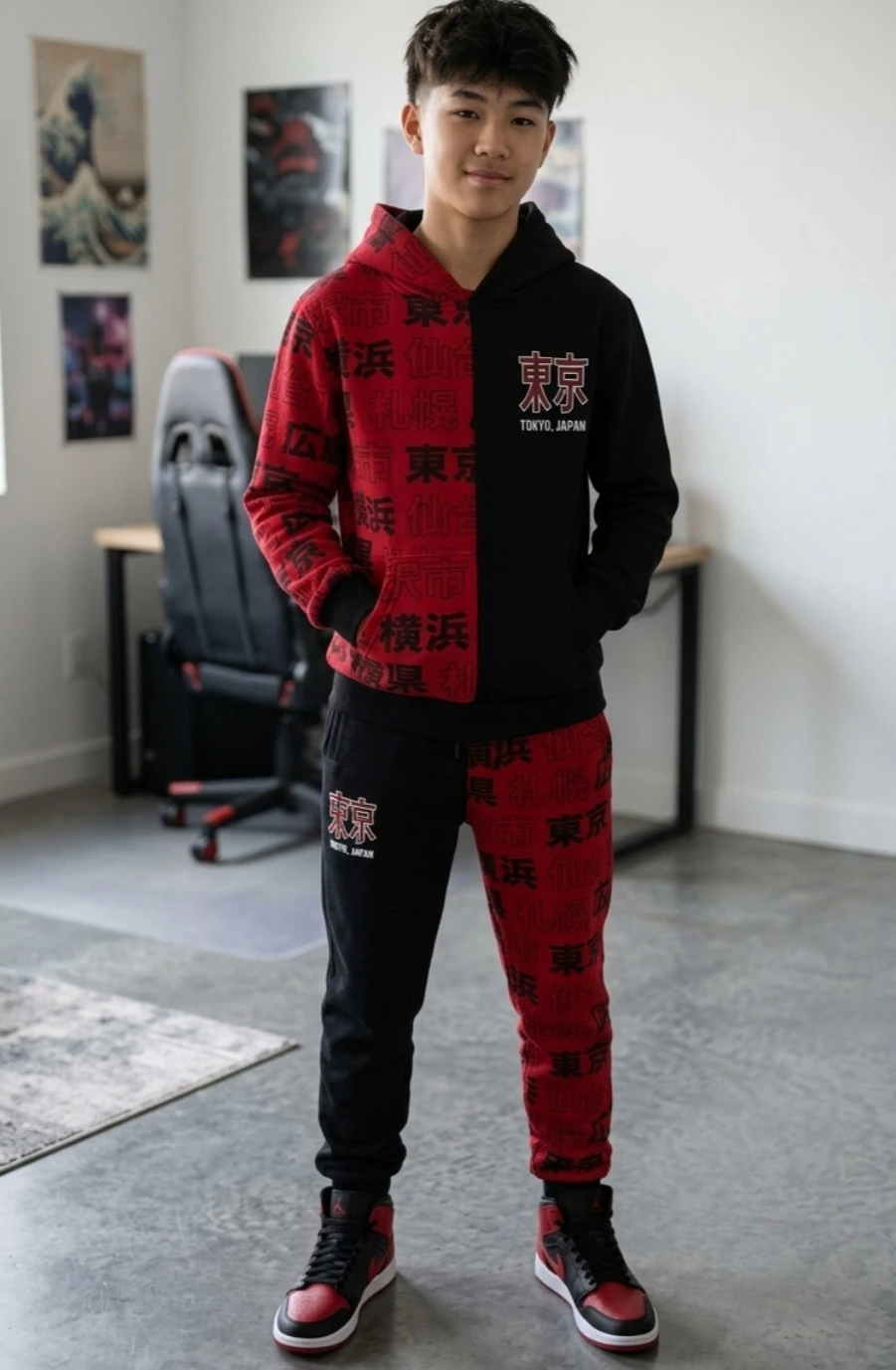 Tokyo Japan Tracksuit - Red & Black