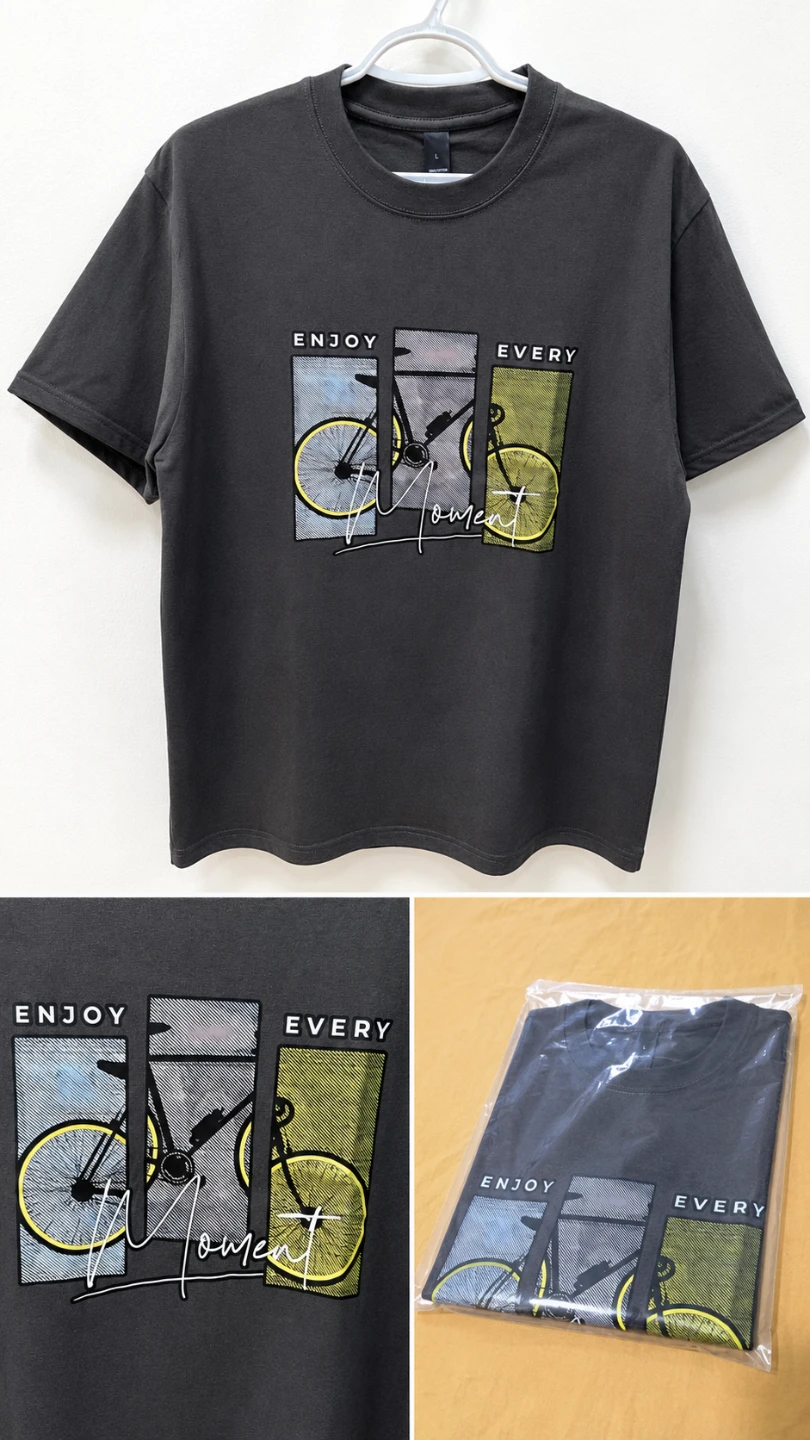 Bicycle Graphic T-Shirt – Dark Grey – Size L *new