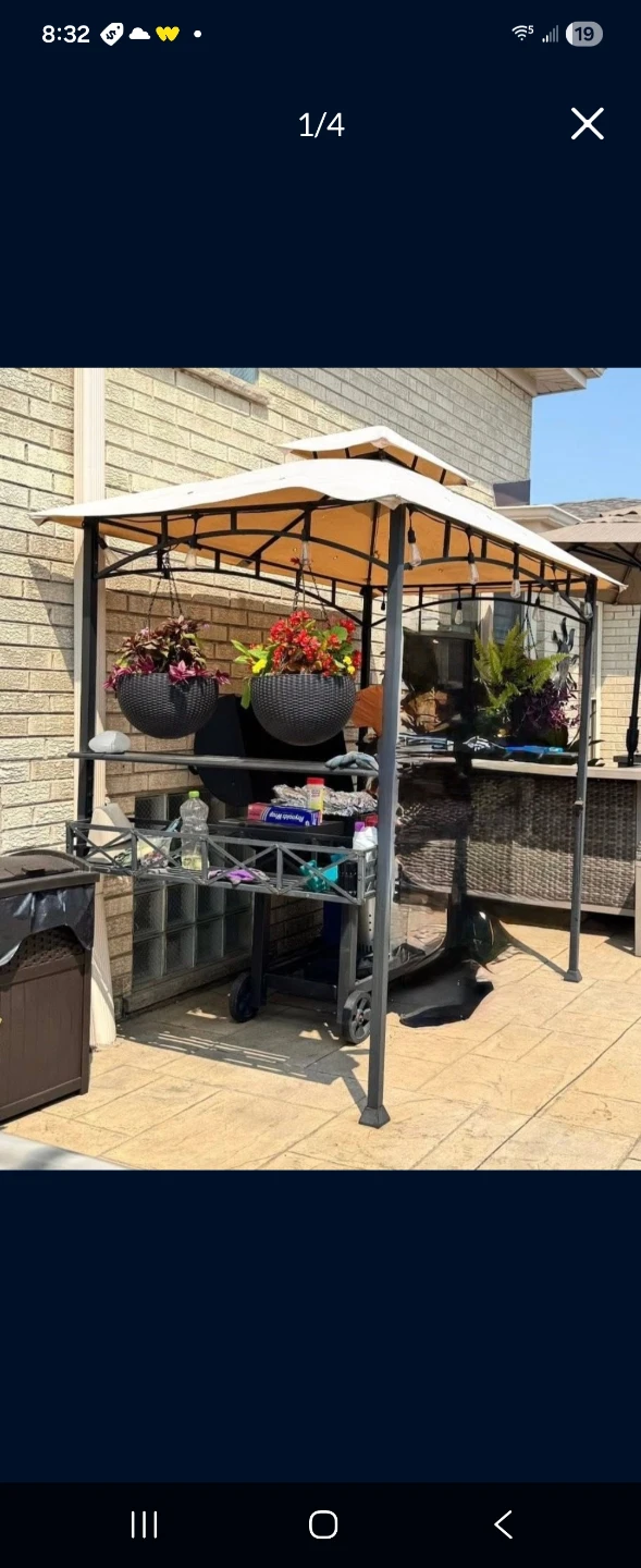 Gazebo with Hanging Planters