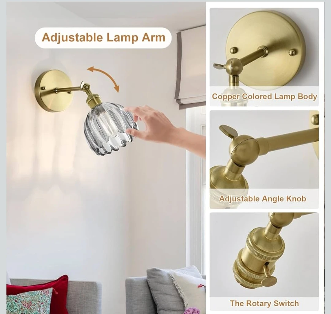 Brass Wall Sconces with Fluted Glass Shades - photo 3