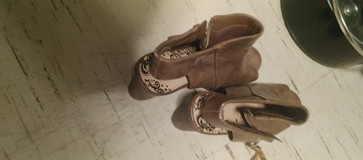 Brown Peep Toe Ankle Boots - photo 2