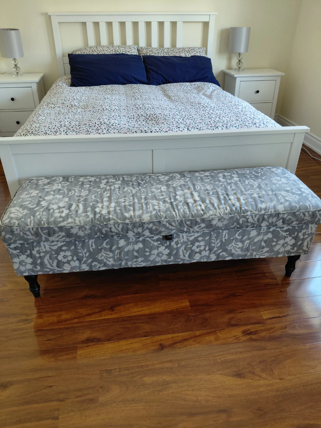 Storage Bench Ottoman - Grey Floral