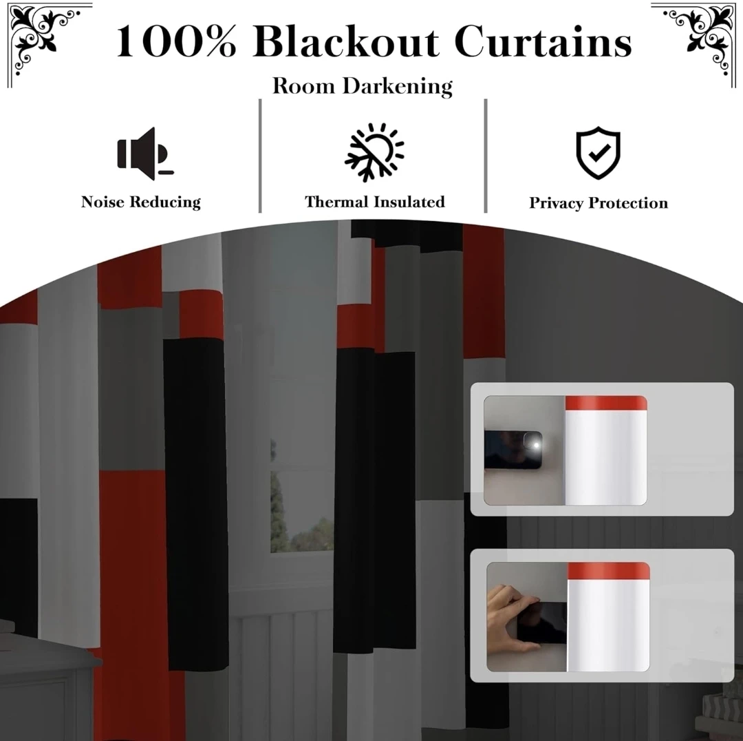 Tyrot Red 100% Blackout Curtains 52" x 84" (2 Panels) - photo 4