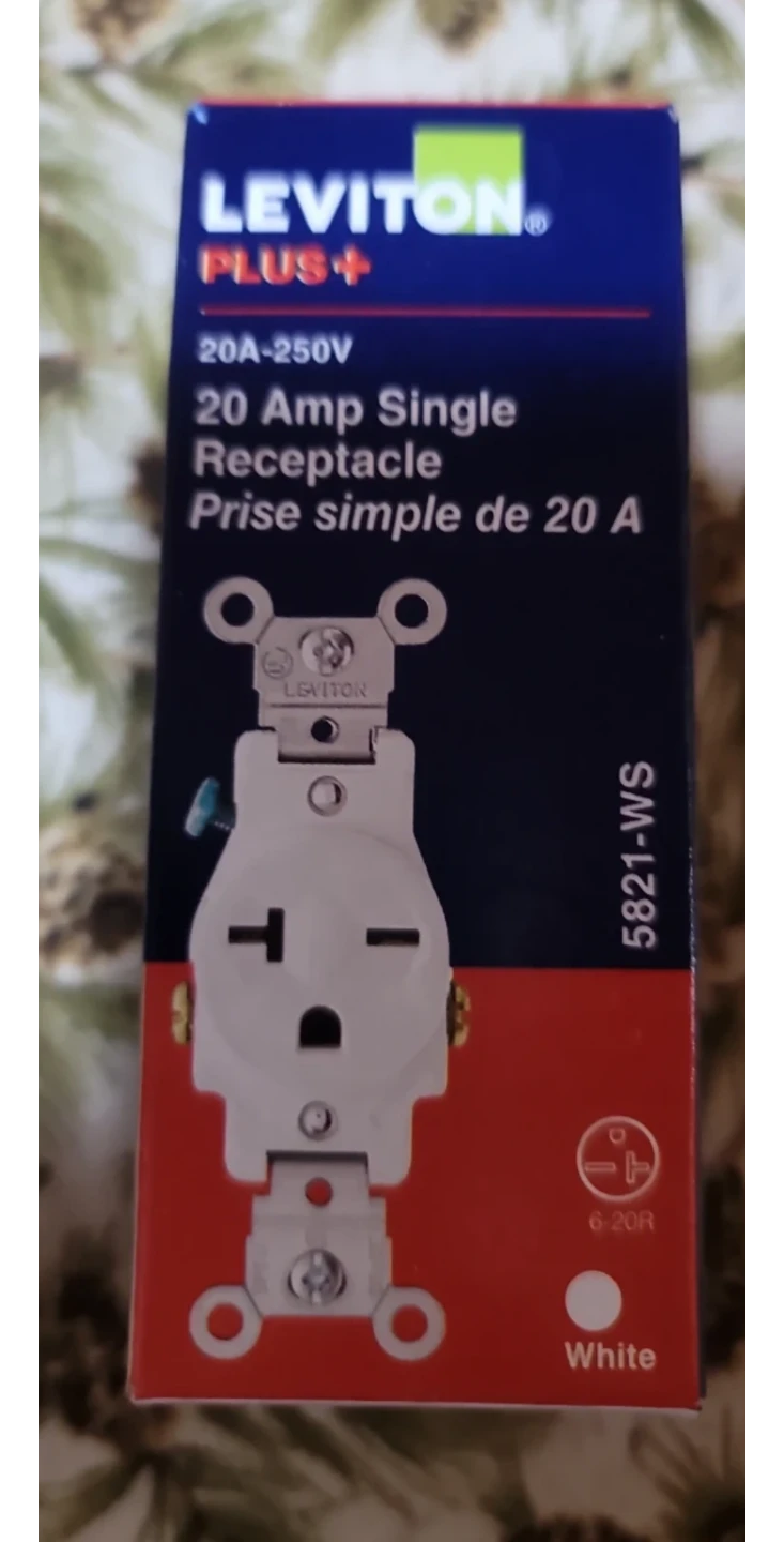 Leviton 20 Amp Single Receptacle - White