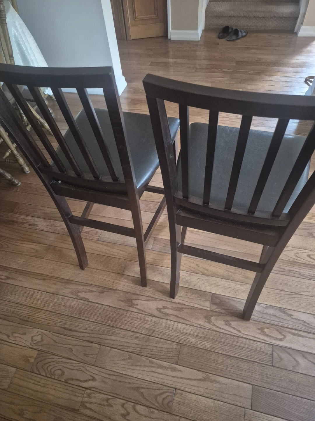 Dark Brown Wooden Bar Stools with Padded Seats - Set of 2 - photo 4