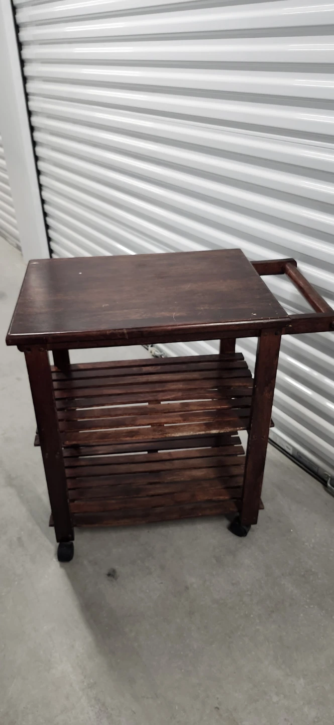 Wooden indoor or outdoor serving table with wheels - photo 4