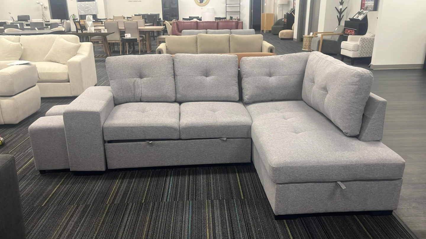 Gray Sectional Sofa with Storage