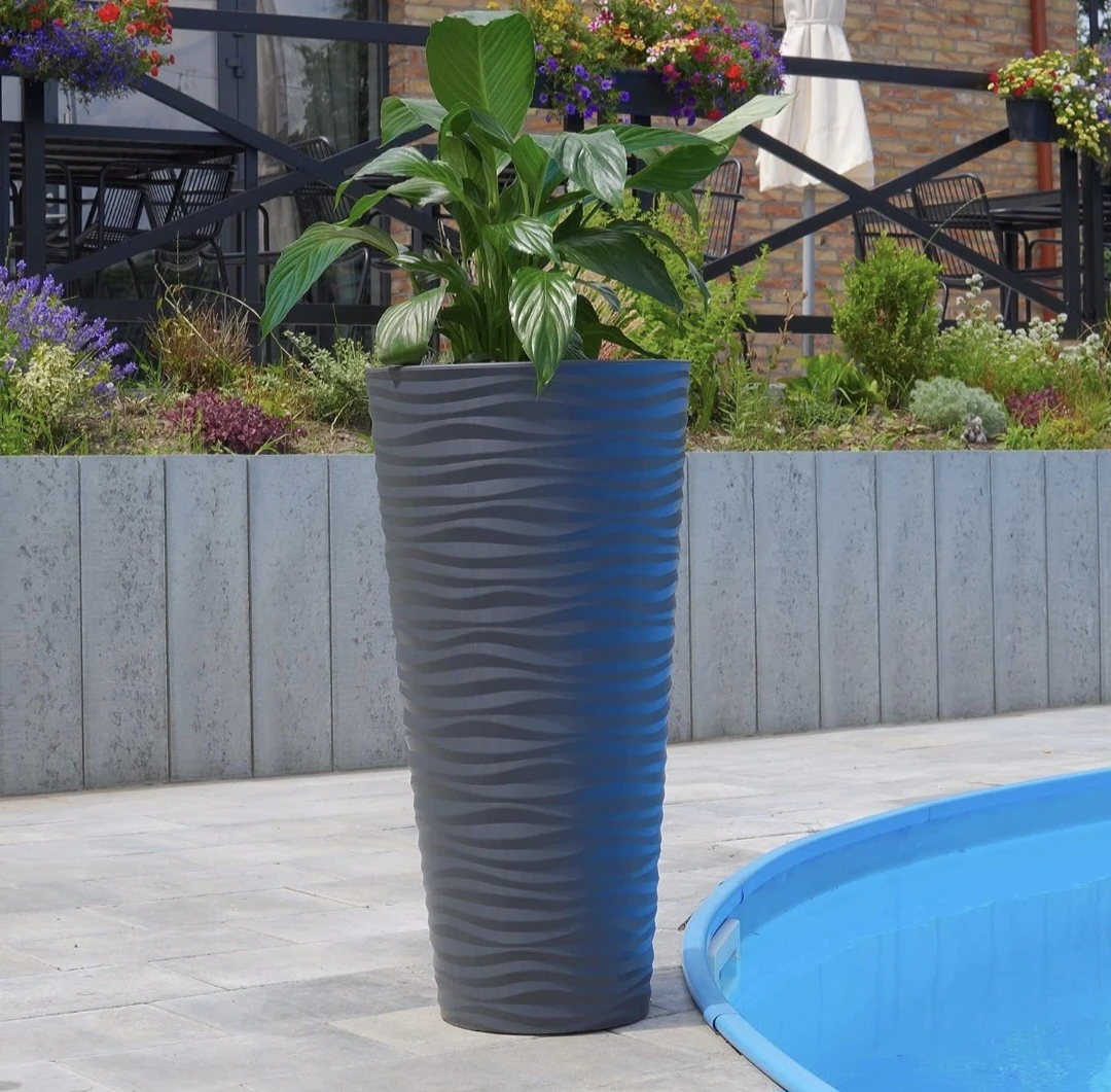 New 31" Modern Wave Design Tall Planter Pots with insert - photo 4