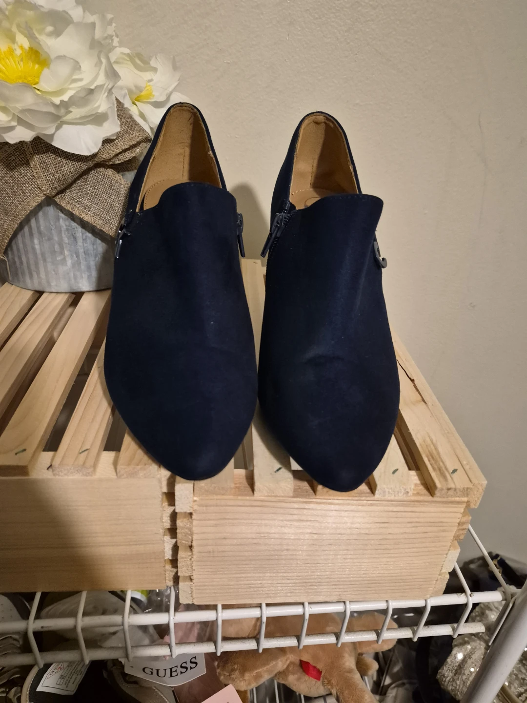 Calvin Klein Navy Suede Ankle Boots - Size 8.5M