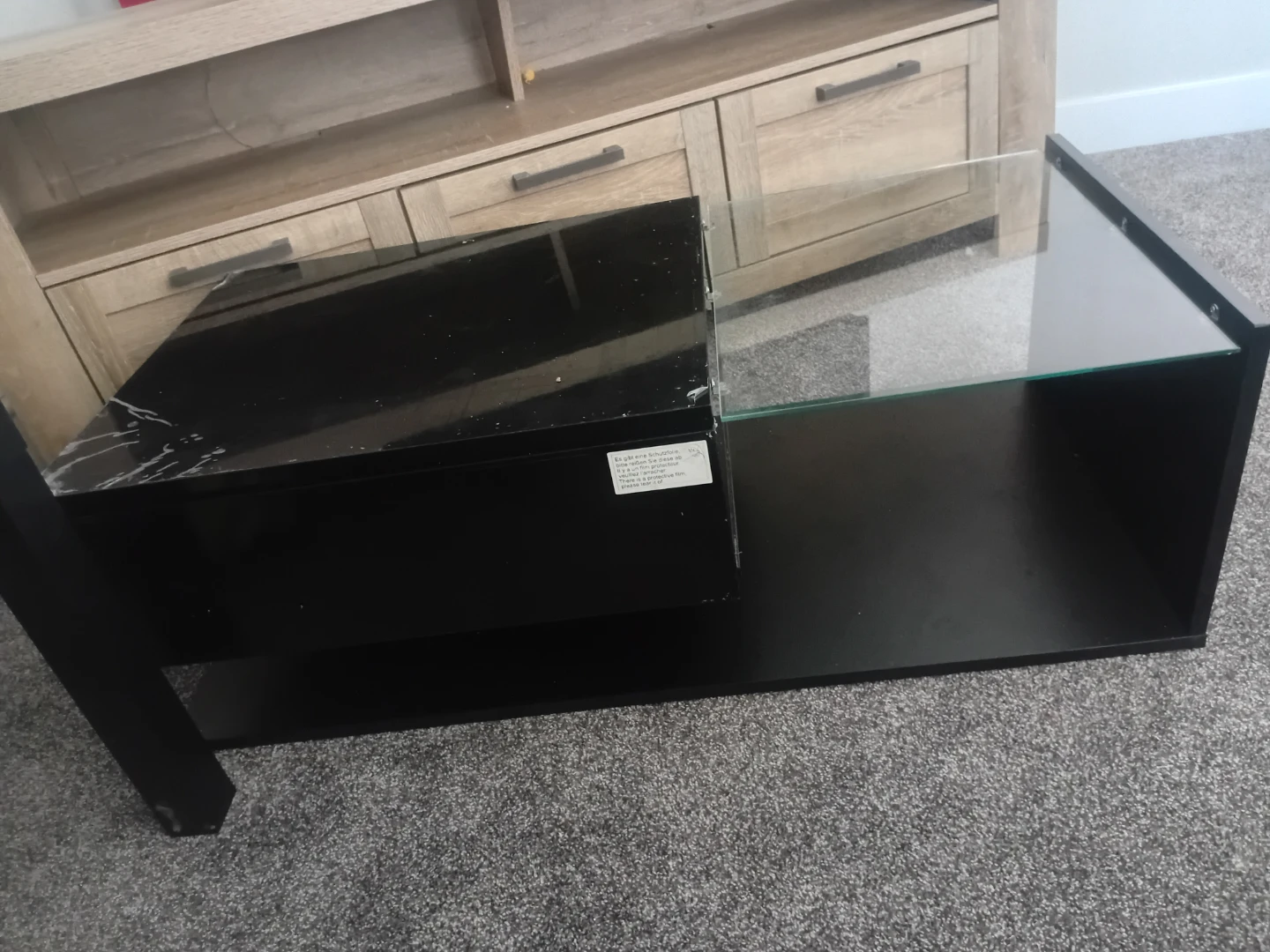 Black Modern Coffee Table with Glass Top - photo 2