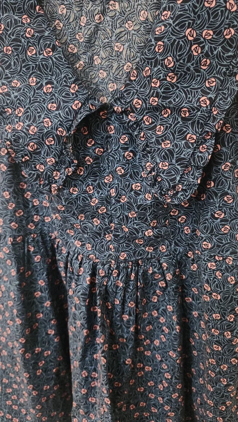 Wilfred Navy Floral Ruffle Collar Dress - photo 3
