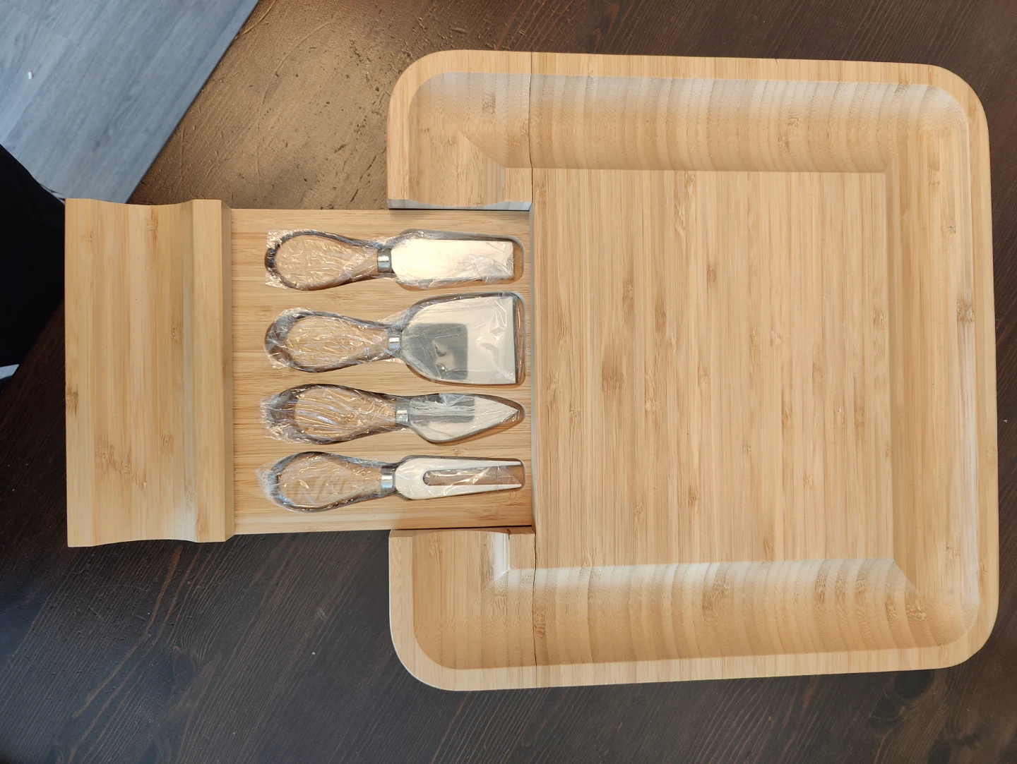 Bamboo Cheese Board and Cutlery Set - photo 2