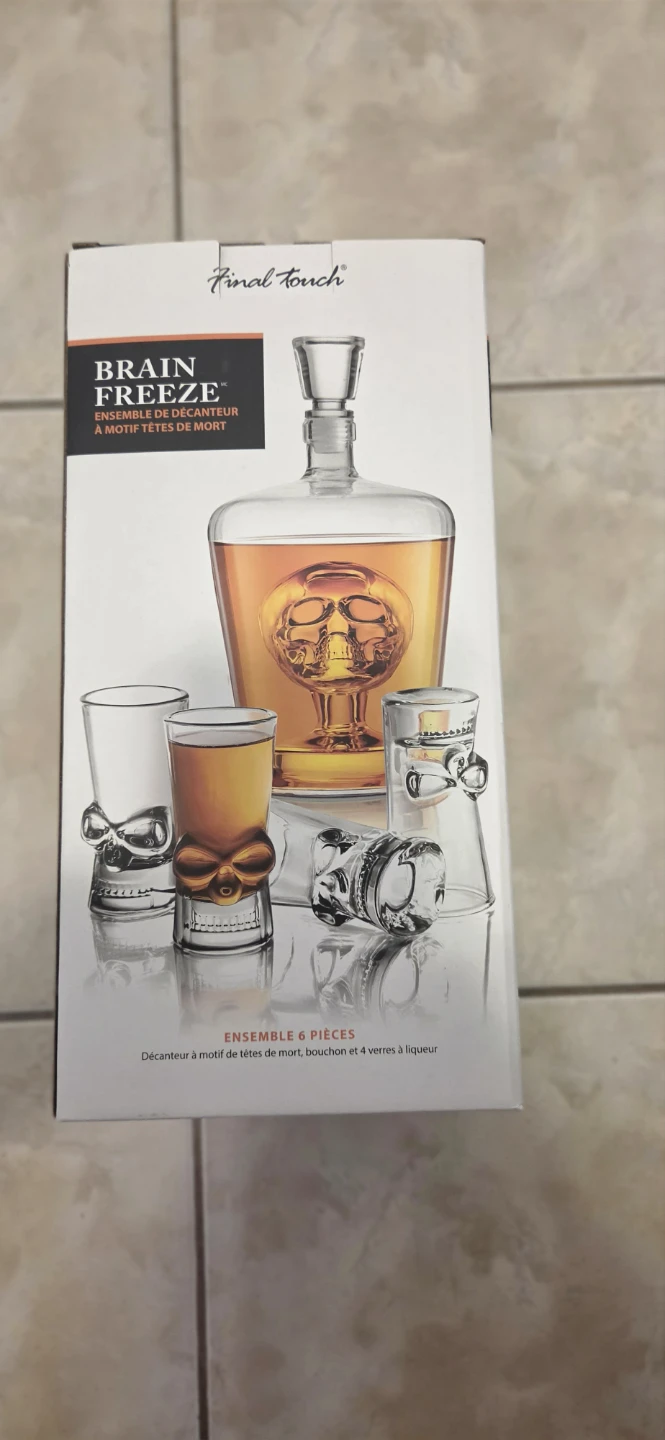 Final Touch Brain Freeze Skull Decanter Set with 4 Shot Glasses - photo 2