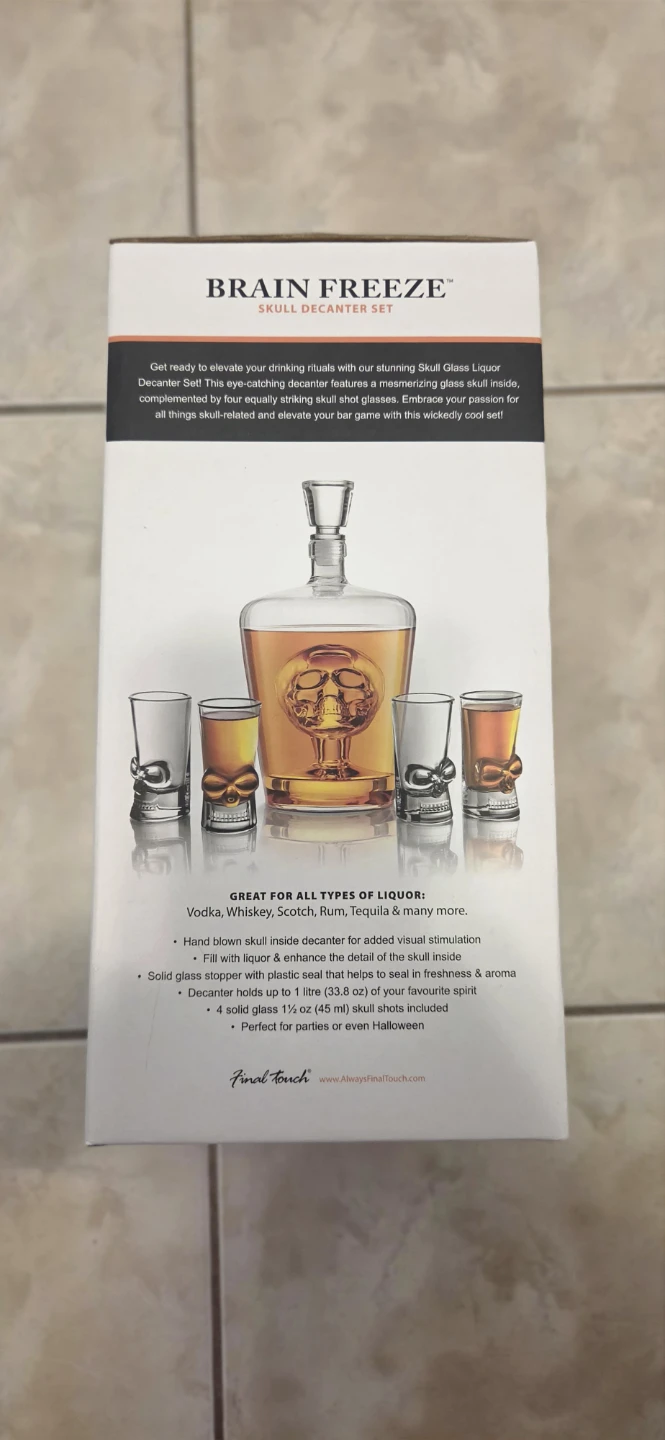 Final Touch Brain Freeze Skull Decanter Set with 4 Shot Glasses - photo 3