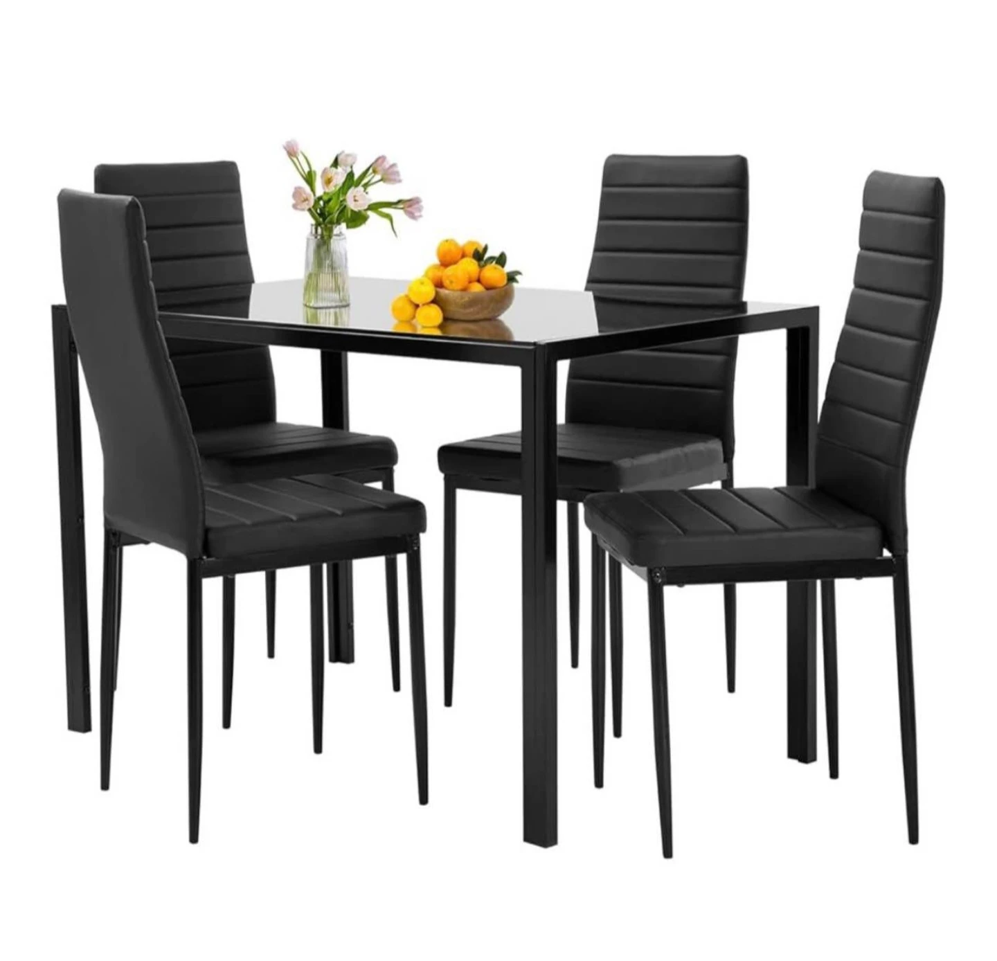 Black Dining Table Set with 4 Chairs - photo 3