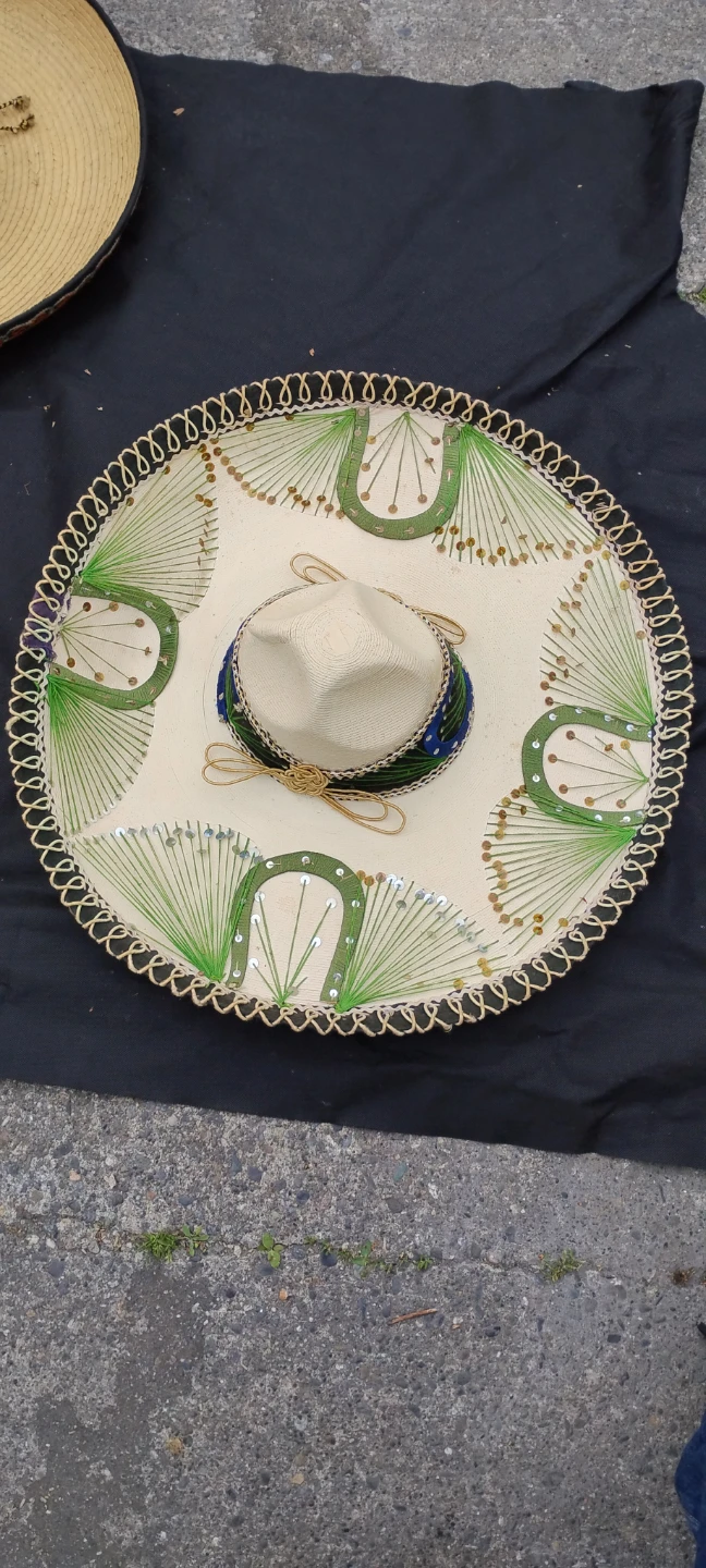 Straw Sombrero Hat with Decorative Band