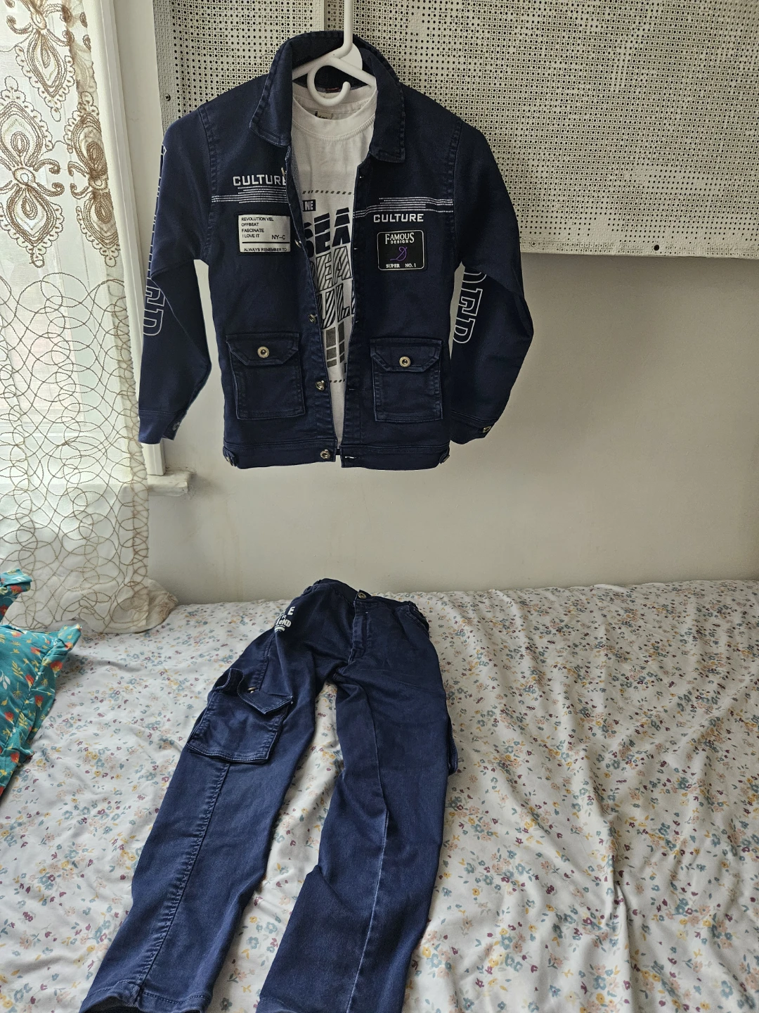 Kids Blue Denim Jacket and Pants Set - photo 2