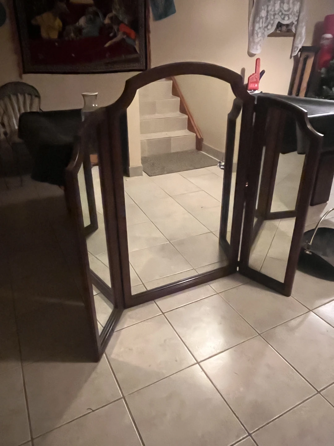 Wooden Tri-Fold Vanity Mirror - photo 2