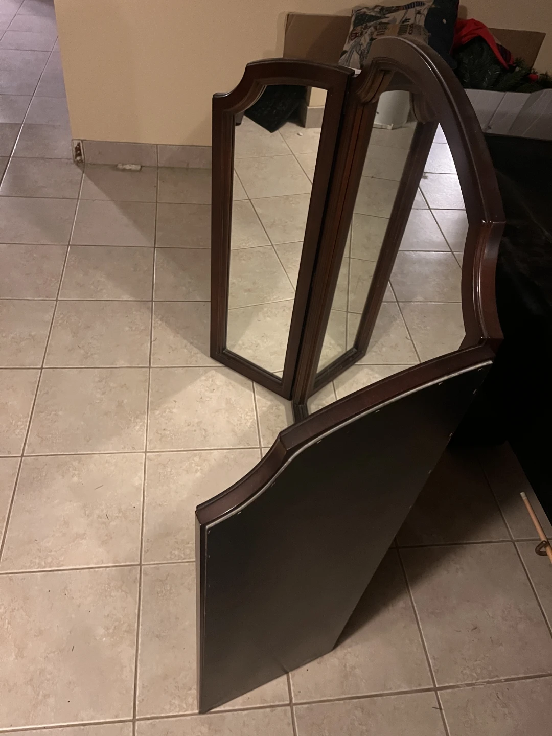 Wooden Tri-Fold Vanity Mirror - photo 3