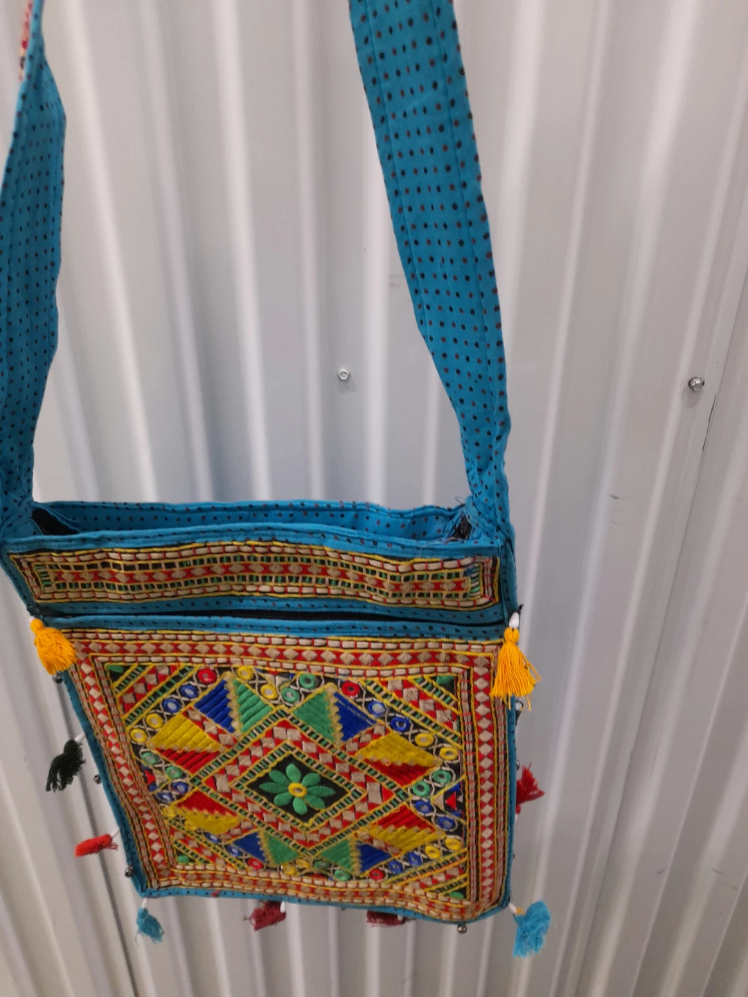 Embroidered Crossbody Bag with Tassels - photo 2